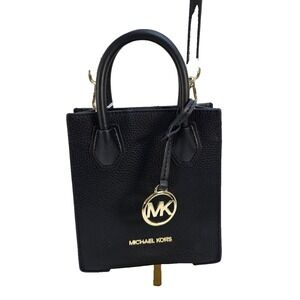 Michael Kors Mercer Extra-Small Pebbled Leather Crossbody Bag in Black